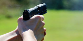 Image of pistol recoiling from Arex Delta Gen 2 review on Guns & Tactics