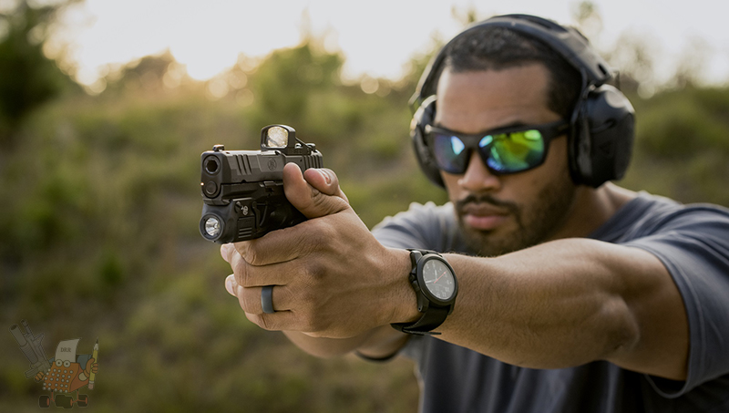 FN Reflex CCW pistol at full extension on the range