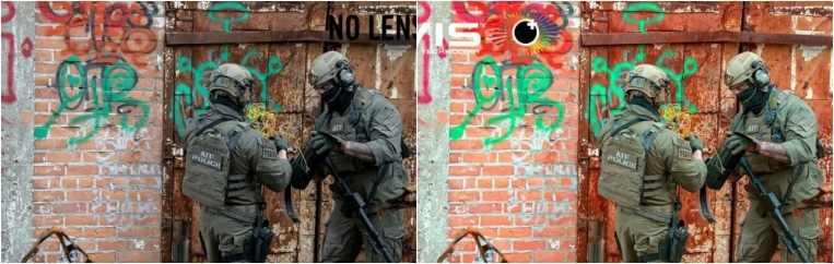 Naked eye view (left) vs. I-Vis lens view. (Revision Military)